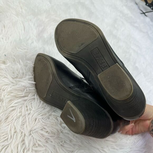 Frye Jennifer Almond Toe Zipper Leather Ankle Boots - Picture 8 of 10